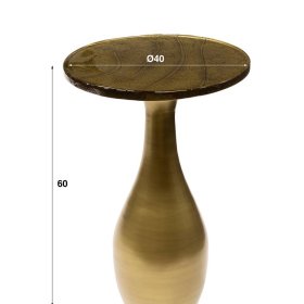 Beitisch Lakos in Altgoldfarben mit Gussglas Platte – Ansicht 6