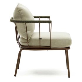Garten Sessel Meckey in Beige und Braun mit Untergestell aus Metall (2er Set) – Ansicht 3