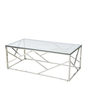 Moderner Couchtisch Leonira 120x45x60 cm mit Glasplatte – Ansicht 1