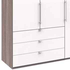 Kombi Schlafzimmerschrank Rarian in Weiß Eiche Trüffelfarben modern – Ansicht 4