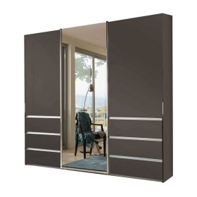 Made in Germany Schiebetürschrank Favorite in Braun mit Metallgriffen – Ansicht 1