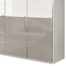 Zweifarbiger Kleiderschrank Latina Front glasbeschichtet mit vier Schubladen – Ansicht 3