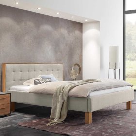 Polsterbett in Beige Petrolina 43 cm Einstiegshöhe mit Vierfußgestell aus Eiche – Ansicht 2