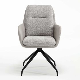 Drehbare Polsterstühle Eviliamo mit Armlehnen in Grau und Schwarz (2er Set) – Ansicht 2