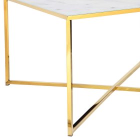 Retro Glasstisch Contraston in Weiß und Goldfarben quadratisch – Ansicht 5