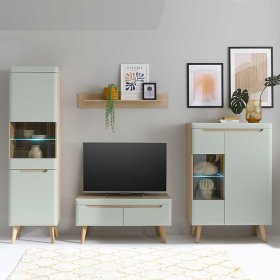 Wohnwand Casmas im Skandi Design in Mintgrün (vierteilig) – Ansicht 3