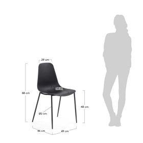 Küchenstühle Varescan in Schwarz Kunststoff mit Metallgestell (4er Set) – Ansicht 5