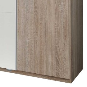 Schlafzimmerschrank Coriba in Eiche Sägerau und Weiß mit Dreh- und Schiebetüren – Ansicht 3
