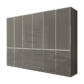 Großer Kleiderschrank Boplaroma mit vier Schubladen Front glasbeschichtet – Ansicht 1