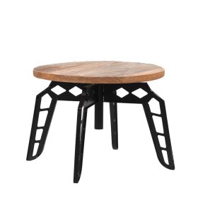 Runder Couchtisch Bracas aus Mangobaum Massivholz und Metall – Ansicht 2