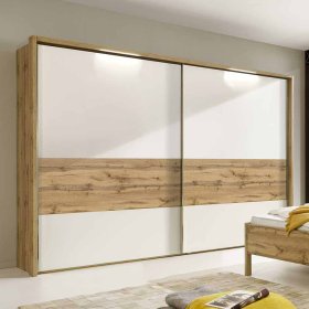 Schlafzimmerset Arivana in Eiche Weiß mit Doppelbett (vierteilig) – Ansicht 3