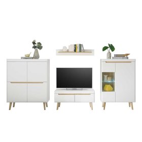 Design Wohnwand Jasturian im Skandi Stil mit Vierfußgestellen (vierteilig) – Ansicht 1