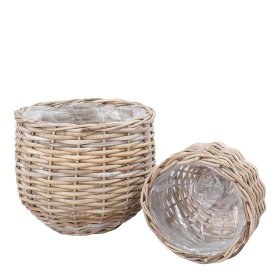 Runde Flechtkörbe Diego aus Rattan im Landhausstil (zweiteilig) – Ansicht 3