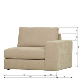 Sofa Element mit Armlehne rechts Pilamonia in Beige aus Webstoff – Ansicht 14