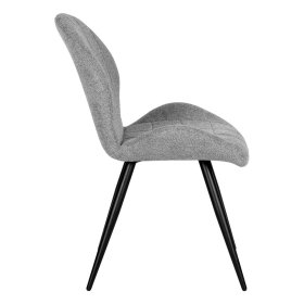 Polsterstuhl Esszimmer Set Barero in Grau und Schwarz mit Struktur Webstoff (2er Set) – Ansicht 3