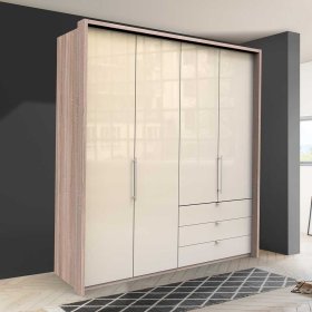 Falttürenschrank Codumenta in Cremefarben und Eiche Sägerau – Ansicht 2