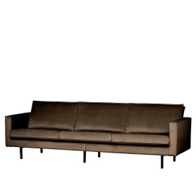 Couch Majero in Taupe Webstoff im Retro Look – Ansicht 1