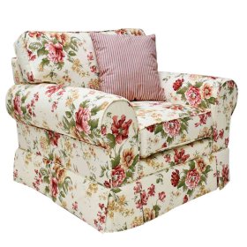 Blumen Motiv Sessel Dexter im Landhausstil mit Armlehnen – Ansicht 1