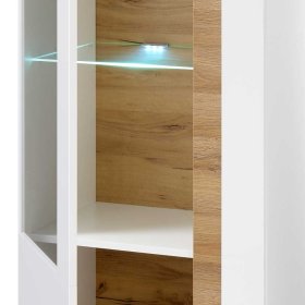 Standvitrine Franvos im Skandi Design in Weiß und Wildeiche Optik – Ansicht 8