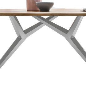 Design Esstisch Vatila in Altsilberfarben und Wildeiche mit Massivholzplatte – Ansicht 4