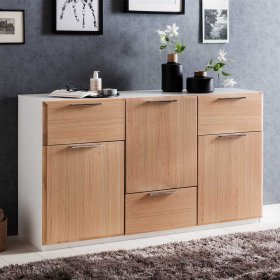 Wohnzimmer Kommode Pelisor in Asteiche Bianco und Weiß – Ansicht 2