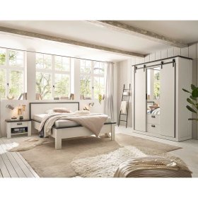 Schlafzimmerkomplettset Dionada im Landhausstil in Pinie Weiß (vierteilig) – Ansicht 2
