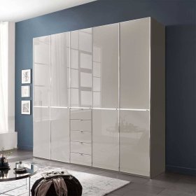 Drehtürenschrank modern Sanctos 247 cm breit Front glasbeschichtet – Ansicht 2