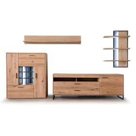 Wohnzimmerwand Vruamosa in Eiche Bianco und Anthrazit modern (vierteilig) – Ansicht 3