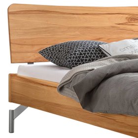 Massives Holzbett Maura aus Wildbuche mit Vierfußgestell aus Metall – Ansicht 3