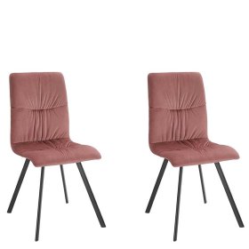 Polsterstühle Esszimmer Ektuala in Altrosa Samt mit Gestell aus Metall (2er Set) – Ansicht 2