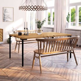 Esszimmertisch Yalley aus Wildeiche Massivholz und Metall im Skandi Design – Ansicht 5