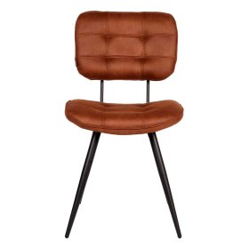 Microfaser Polsterstuhl Set Jiamano in Cognac Braun mit Steppungen (2er Set) – Ansicht 2