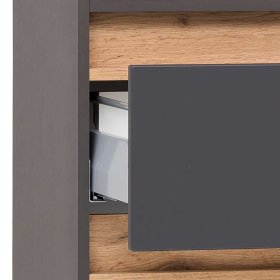 Badseitenschrank Pegruan in Dunkelgrau mit Holzoptik Wildeiche – Ansicht 10