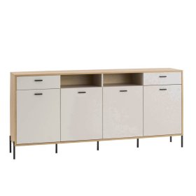 Wohnzimmer Anbauwand Zimena in Eichefarben und Beige (zweiteilig) – Ansicht 3