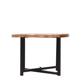 Runder Beistelltisch Concrete aus Mangobaum Massivholz und Metall im Industriedesign – Ansicht 4