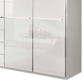 Drehtürenkleiderschrank Bean mit acht Schubladen Front glasbeschichtet – Ansicht 3