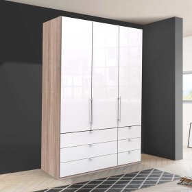 Kleiderschrank Jugendzimmer Andryas in Weiß und Eiche Sägerau 2 türig – Ansicht 3