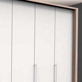Moderner Schlafzimmerschrank Lolyana in Weiß und Eiche Sägerau 4 türig – Ansicht 5