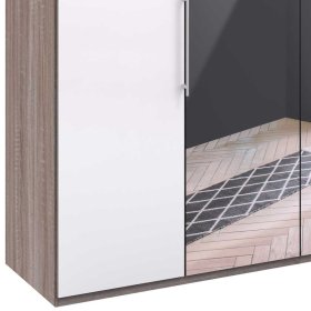 Großer Kleiderschrank Yunidra mit Spiegel 3 türig – Ansicht 4
