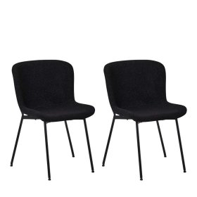 Esstisch Stühle Lugania aus Boucle in Schwarz (2er Set) – Ansicht 7