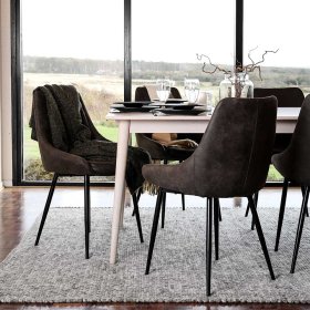 Sitzgruppe Fanito aus Massivholz und Microfaser im Skandi Design (siebenteilig) – Ansicht 2