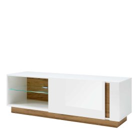 TV Wohnwand Franvos im Skandi Design in Weiß und Wildeiche Optik (vierteilig) – Ansicht 11