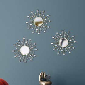 Designspiegel Trianus mit Metallrahmen in Goldfarben (3er Set) – Ansicht 2