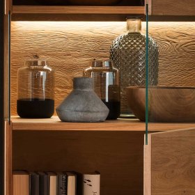 Highboard Vitrine Onitos aus Wildeiche Massivholz geölt – Ansicht 8