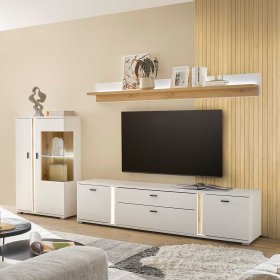 Dreiteilige Wohnwand Luzillo in modernem Design 125 cm hoch (dreiteilig) – Ansicht 2