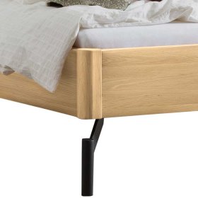 Doppelbett Eiche hell Liadoras mit Vierfußgestell aus Metall und Polsterkopfteil – Ansicht 4