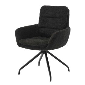 2 Stühle in Anthrazit Dorotha aus Boucle Stoff und Metall (2er Set) – Ansicht 1