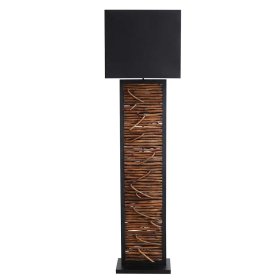 Moderne Design Stehleuchte Macy in Schwarz mit Treibholz Stele – Ansicht 2