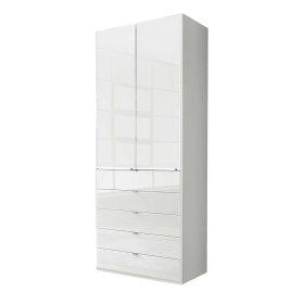 Schlafzimmerschrank Bean mit fünf Schubladen Front glasbeschichtet – Ansicht 1