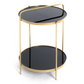 Glas Beistelltisch Ojana in Goldfarben und Schwarz – Ansicht 2